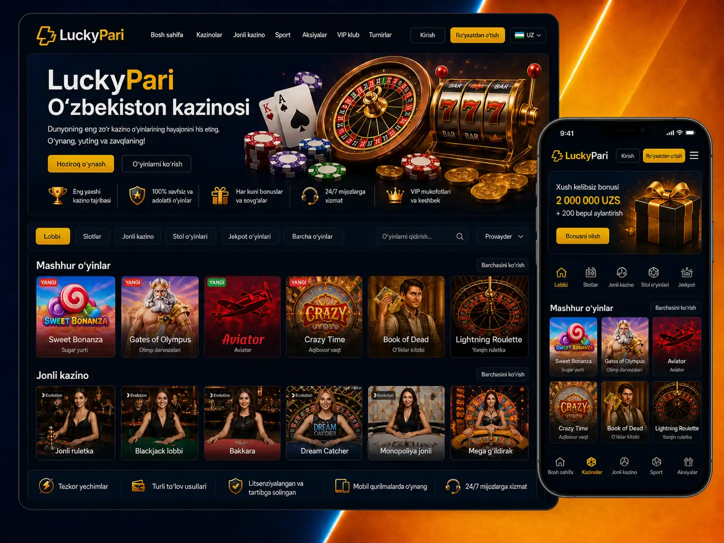 Casino bo'limi qanday tuzilgan