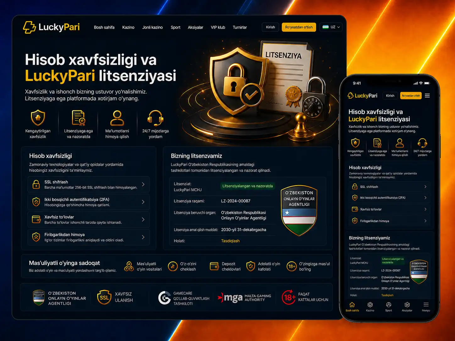 Xavfsizlik, litsenziya va akkaunt himoyasi